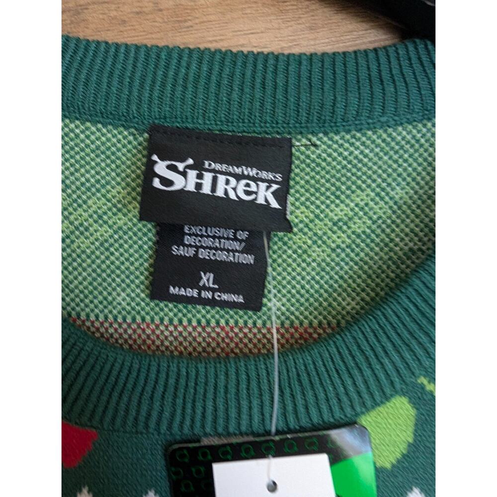Dreamworks Shrek The Halls Donkey Holiday Sweater Mens XL Green Long Sleeve NWT - Picture 3 of 3